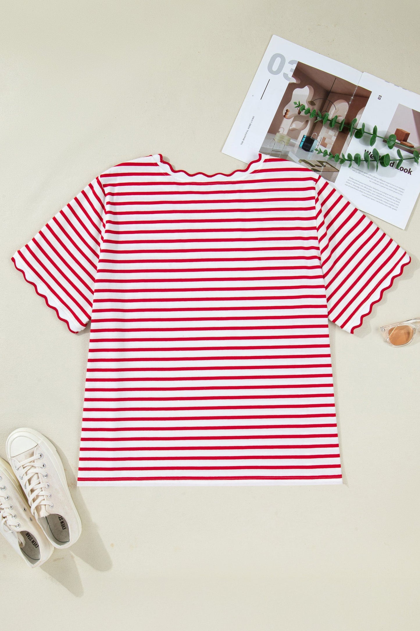 Threaded Pear Esther Trim Short Sleeve Plus Top