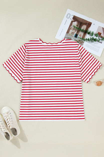 Threaded Pear Esther Trim Short Sleeve Plus Top