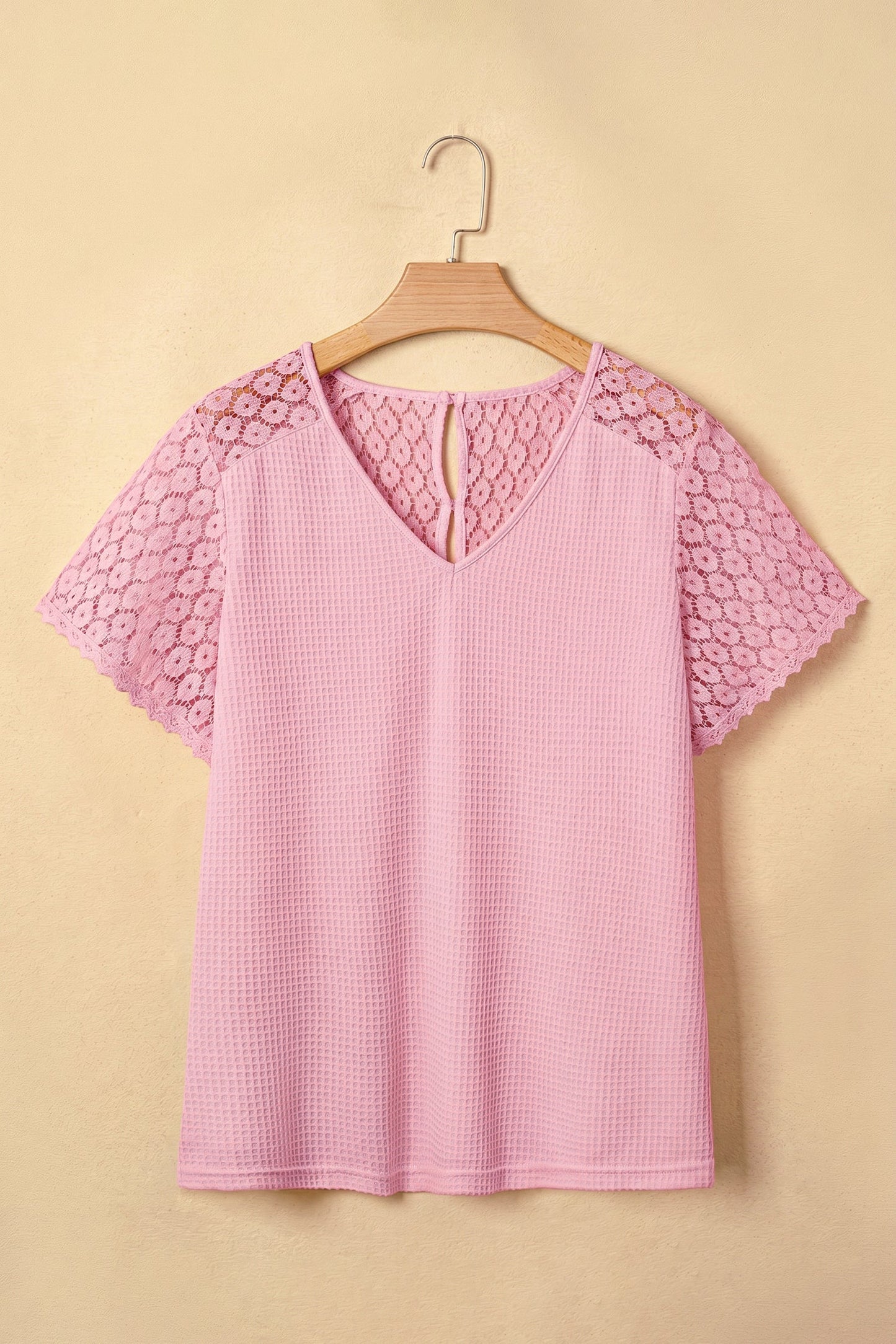 Threaded Pear Nyomi Cutout Waffle Knit Blouse