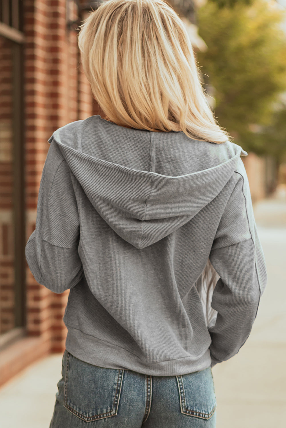 Threaded Pear Kayla Waffle Zip Up Hooded Jacket