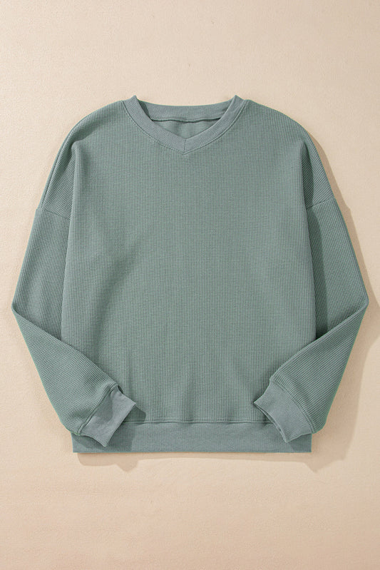 Threaded Pear Halo Knit Drop Shoulder Top