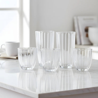 Jay Companies Capri 8-Piece Glassware Set – 4 Coolers (16Oz) & 4 Dof Glasses (10Oz)