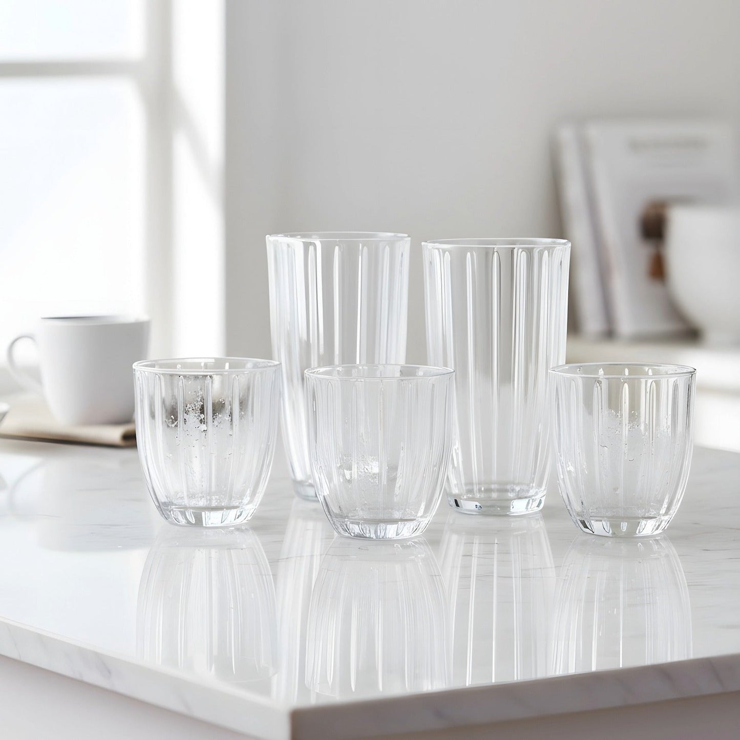 Jay Companies Capri 12-Piece Glassware Set – 6 Coolers (16Oz) & 6 Dof Glasses (10Oz)