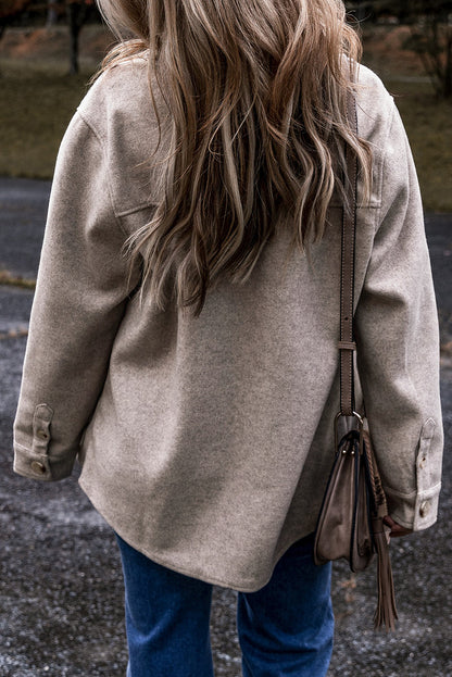 Threaded Pear Sadie Flap Pockets Buttoned Shacket