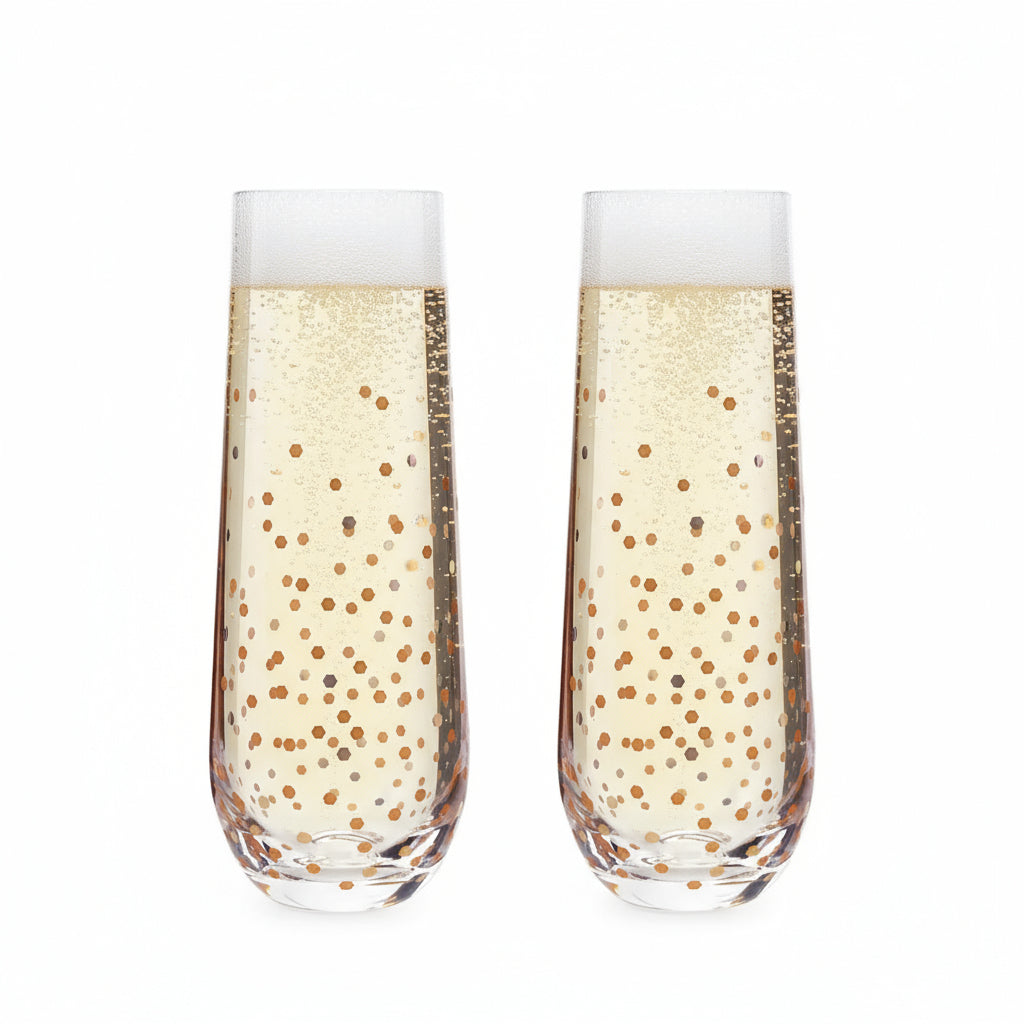 Jay Companies Set Of 2 10.5Oz Stemless Flute With Gold Confetti Decal