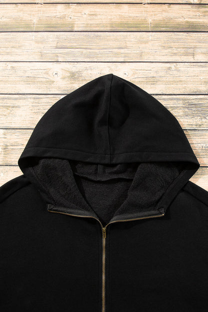 Threaded Pear Kate Fleece Lined Half Zipper Kangaroo Pockets Loose Hoodie