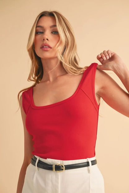 Aemi+Co Square Neck Wide Strap Tank
