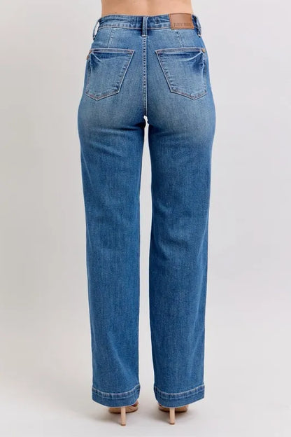 Judy Blue Full Size High Waist Contrast Thread Straight Plus Size