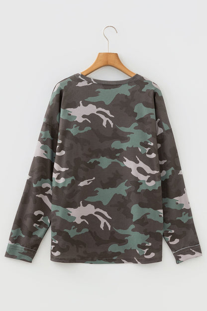 Threaded Pear Anaya Textured Drop Shoulder Long Sleeve Top