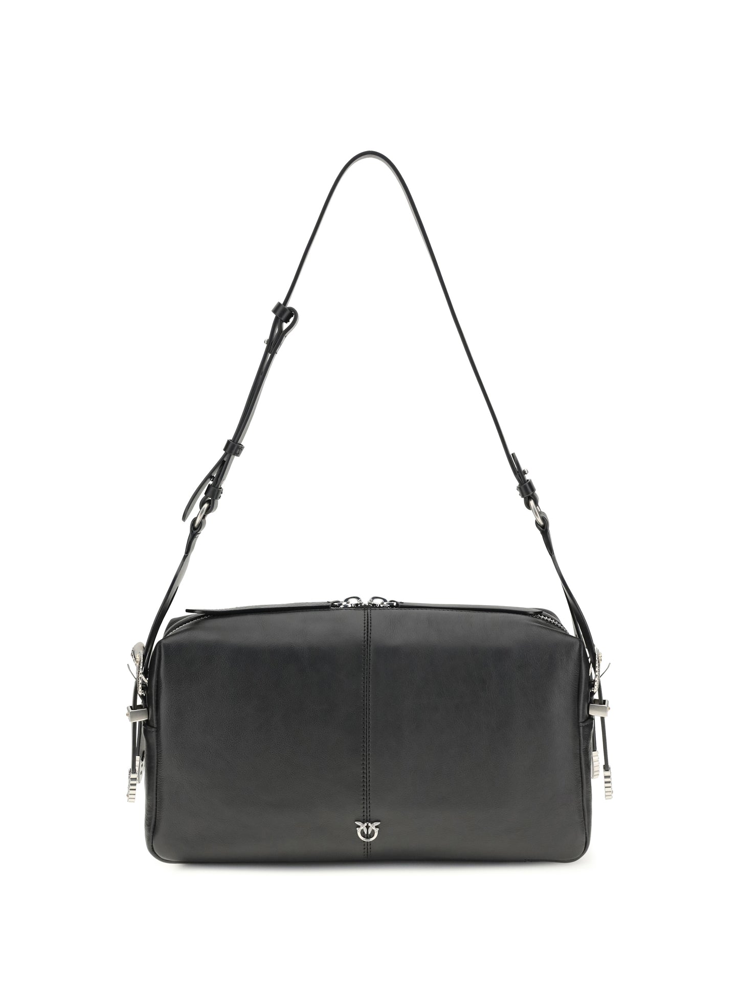 Shoulder Bag Keeper Leather Black/Old Silver