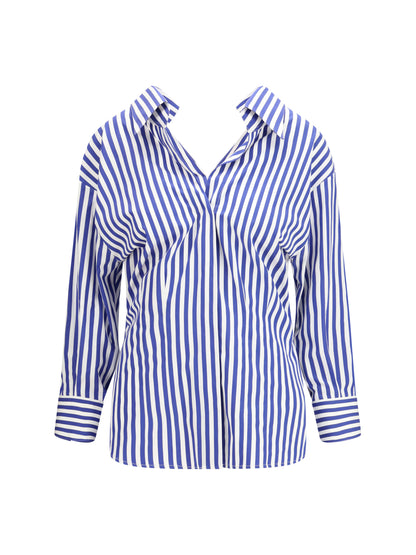 Shirt Open Cotton Electric Blue/White