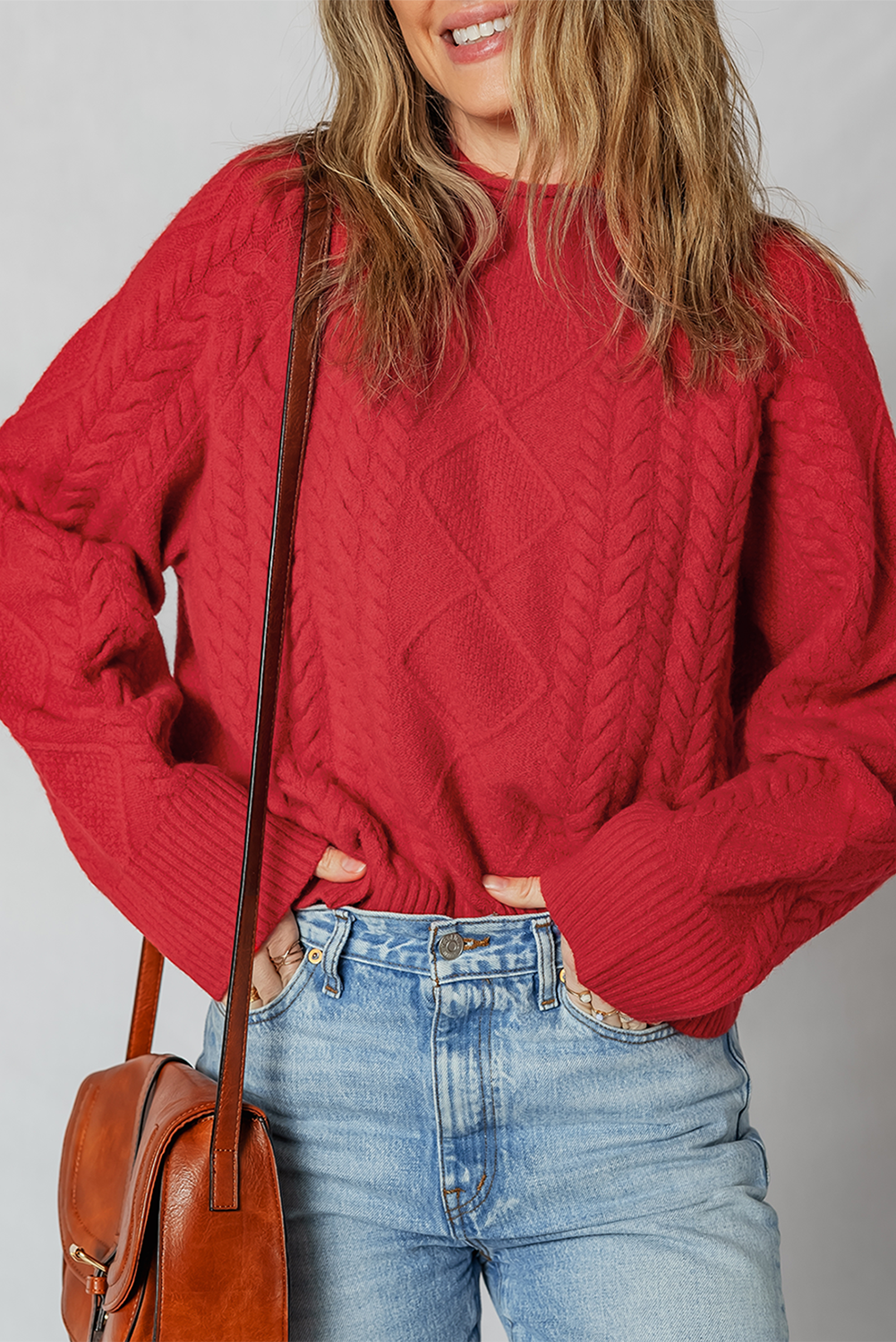 Threaded Pear Joanna Cable Knit Baggy Sweater