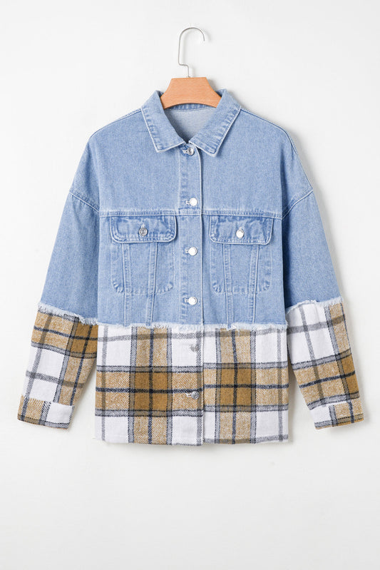 Threaded Pear Sofia Plaid Patchwork Oversized Jacket