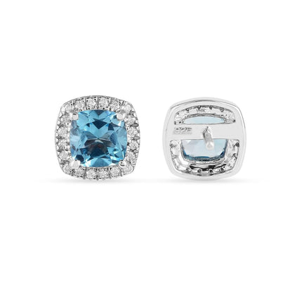 Earrings and Necklace Natural Cushion Blue Topaz Jewelry Sets