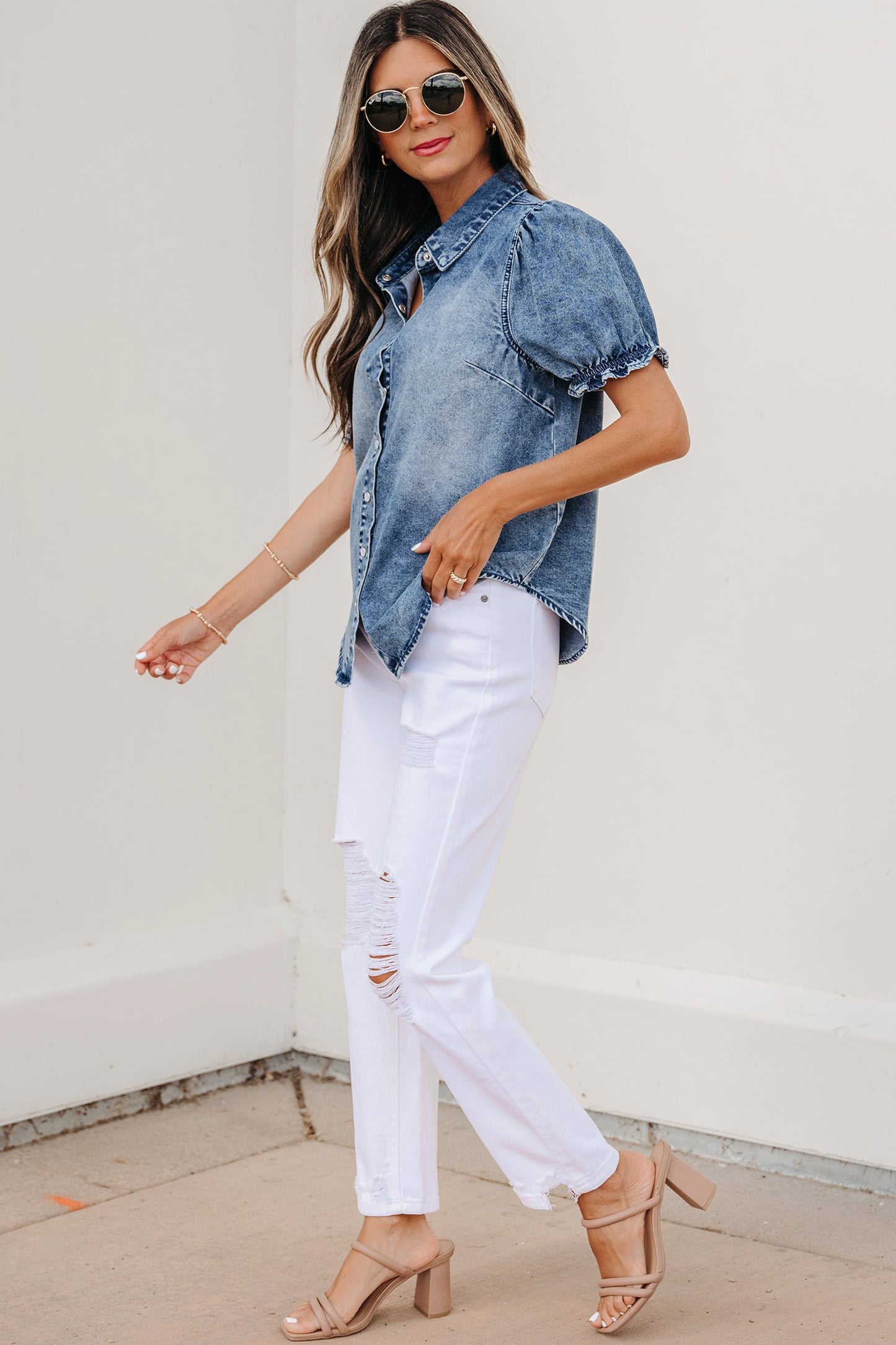 Threaded Pear Ariana Short Sleeve Snap Shirt