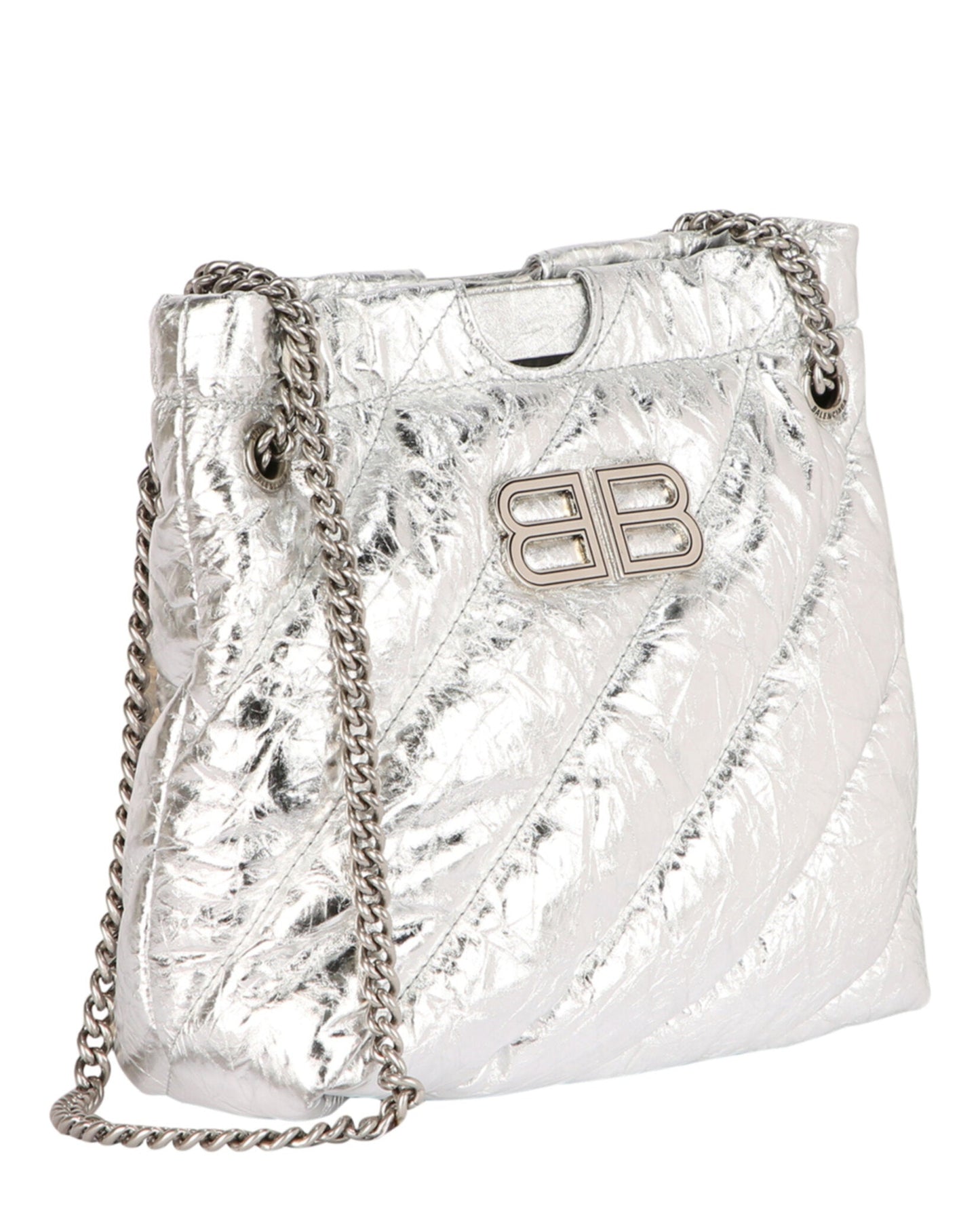 Balenciaga Xs Metallized Quilted Crush Tote Bag