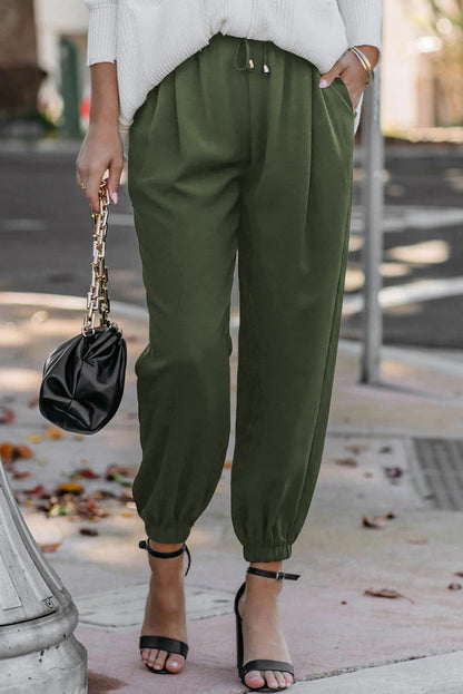 Threaded Pear Emory Drawstring Smocked Waist Joggers
