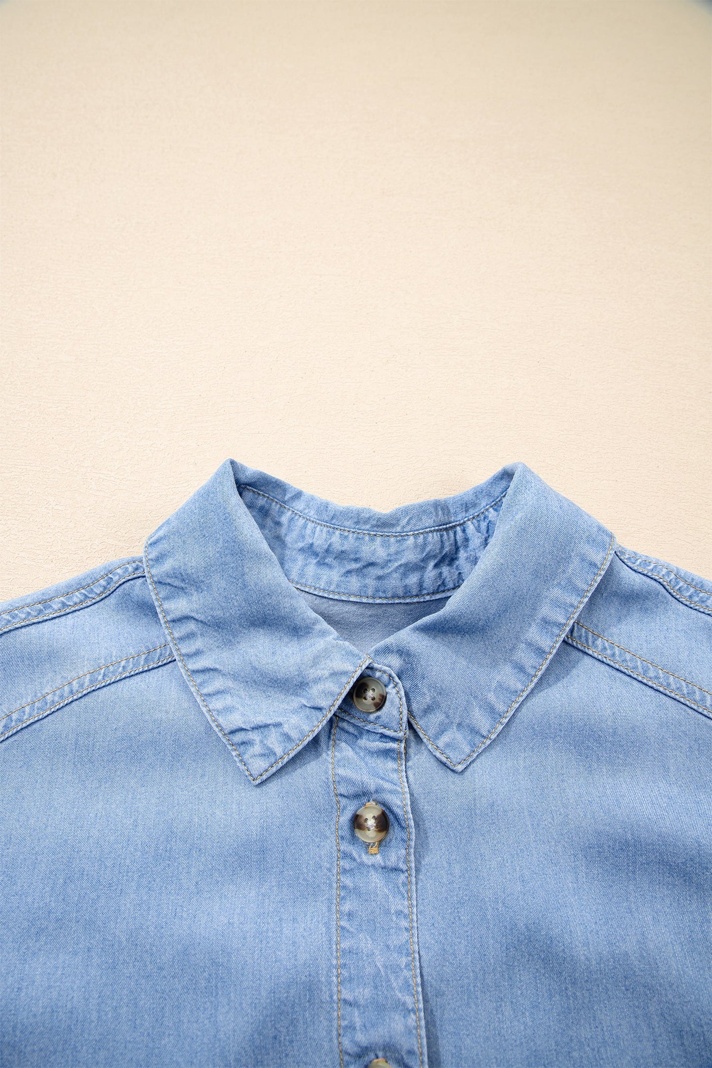 Threaded Pear Daphne High Low Chambray Shirt