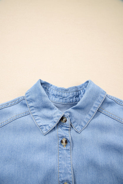 Threaded Pear Daphne High Low Chambray Shirt