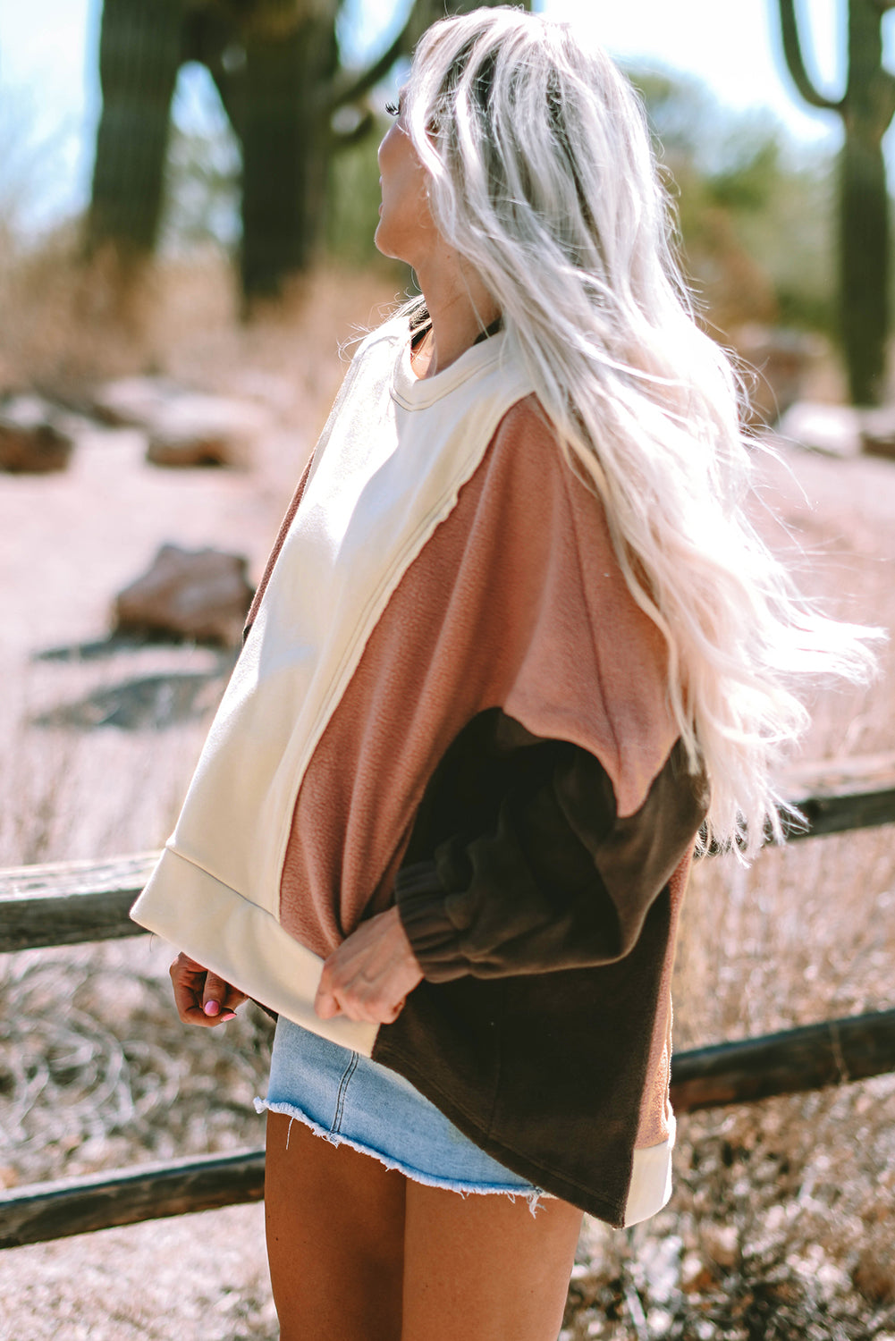 Threaded Pear Isabelle Patchwork High Low Hoodie