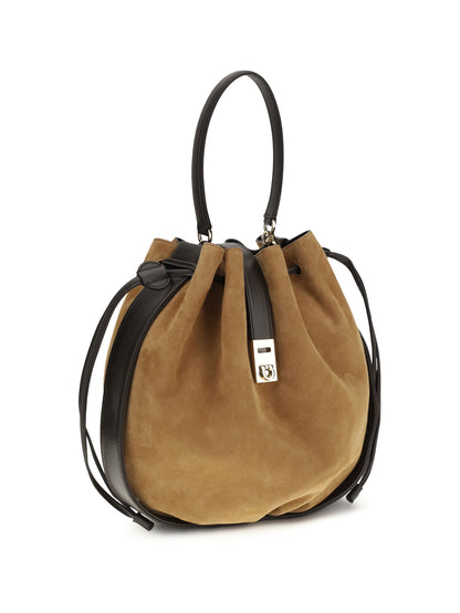 Bucket Bag Hug Buckle Natural Suede