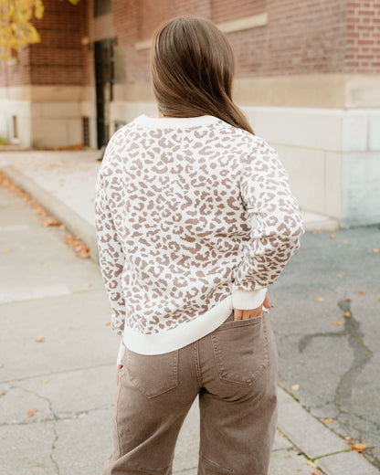 Leopard Knitted Cardigan - Khaki