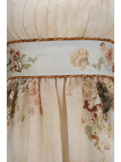 Dress Mahon Linen Island Map Blue