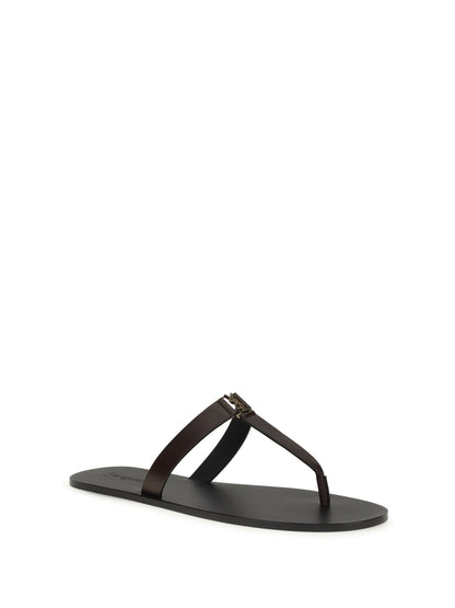 Thong Sandals Babylone Coffee Calf Leather
