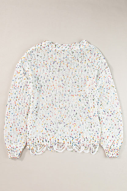Threaded Pear Isabel Confetti Distressed Knit Sweater