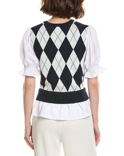 NAVY ARGYLE/WHITE-
