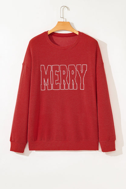 Threaded Pear Aliella Letter Graphic Loose Long Sleeve Top