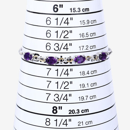 Oval Purple Amethyst Prong Two-Tone Gold Plated Silver Infinity Bolo Adjustable Bracelet
