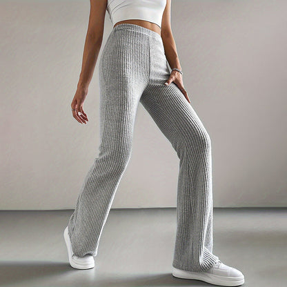 Solid Rib-Knit Pull-On Jogger Pants for Women