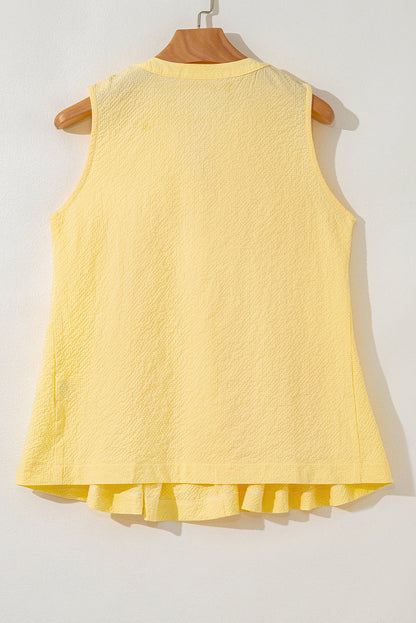 Threaded Pear Kenzie Notched Pleated Tank Top