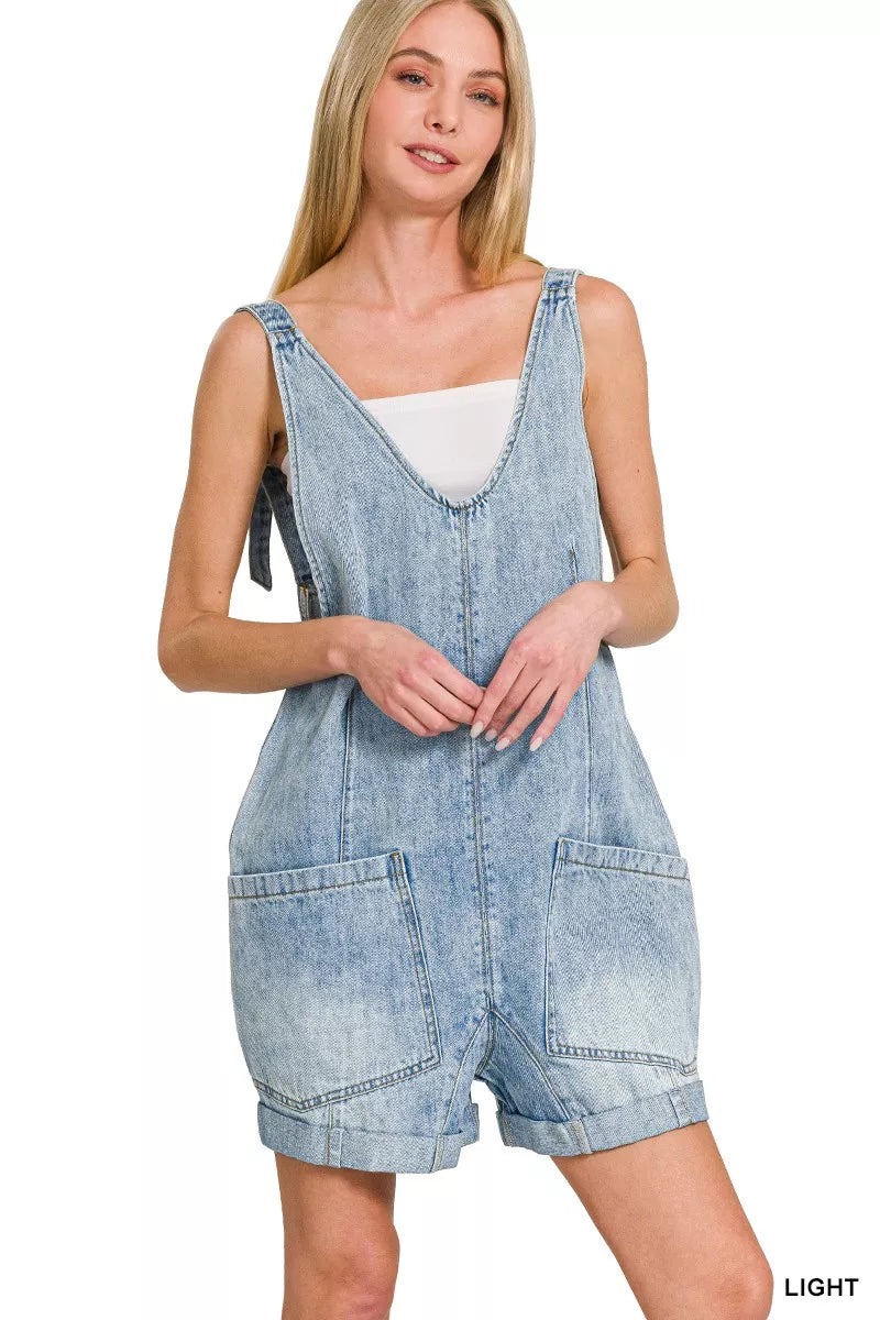Zenana Denim Short Overalls