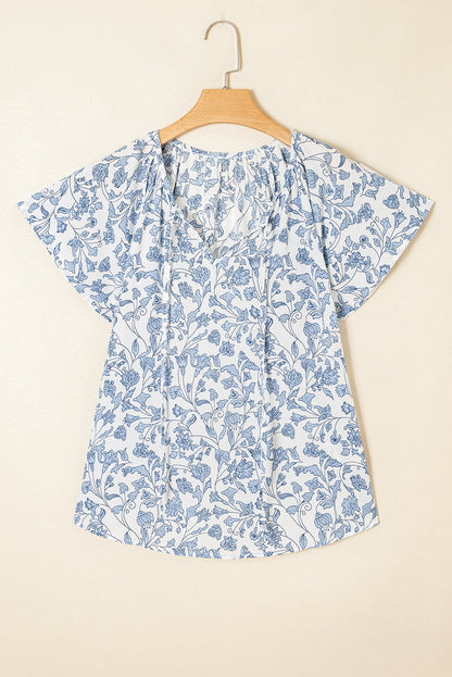 Threaded Pear Avianna Print Fantasy Fluttering Blouse