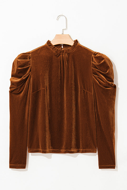Threaded Pear Josephine Puff Sleeve Velvet Top