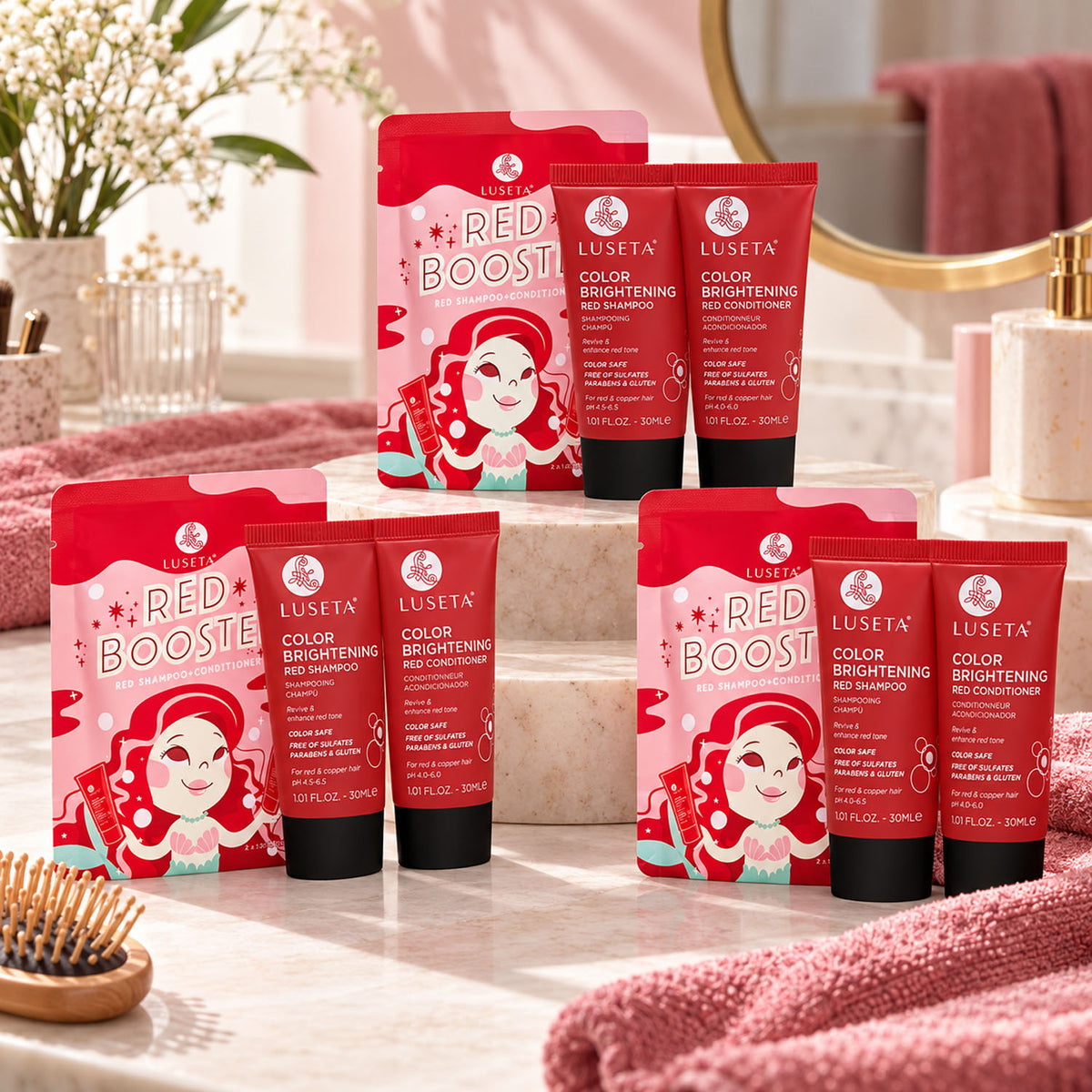 Luseta Beauty Color Brightening Red Travel Set 2 X 1.01oz SET OF 3