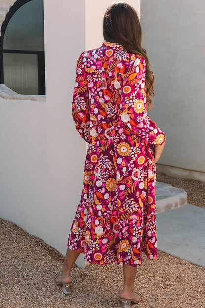 Threaded Pear Alina Collared Tiered Long Dress
