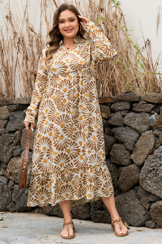 Threaded Pear Lorelai Print Loose Long PLUS Dress