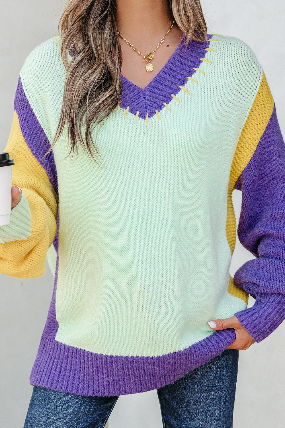 Threaded Pear Colette Knitted Drop Shoulder Sweater