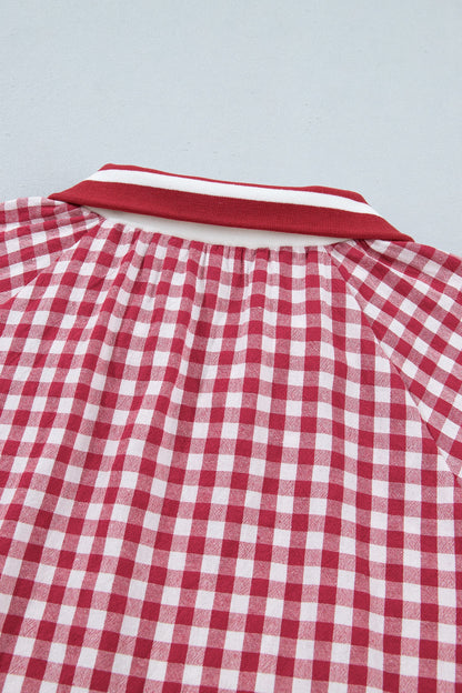 Threaded Pear Journi Patchwork Half Zip Blouse