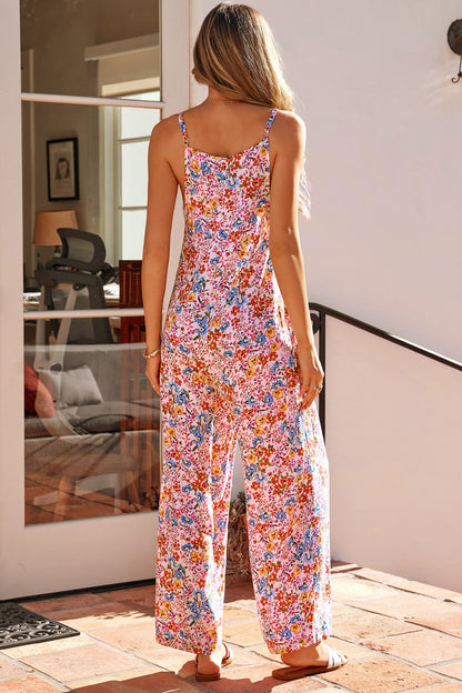 Threaded Pear Journi Spaghetti Straps Loose Jumpsuit