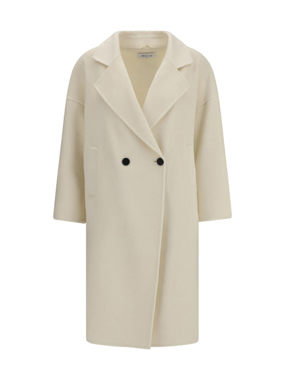 Double-Breasted Long Coat Cream