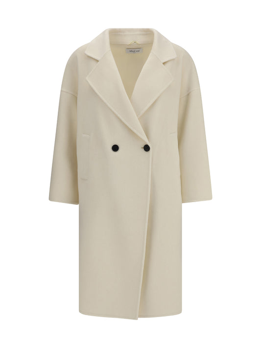 Double-Breasted Long Coat Cream