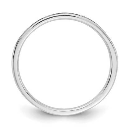 14k White Gold Lab Diamond Channel Set Half Eternity Pave Ring