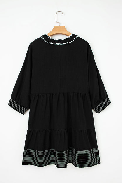 Threaded Pear Patara Sleeve Tiered Mini Dress