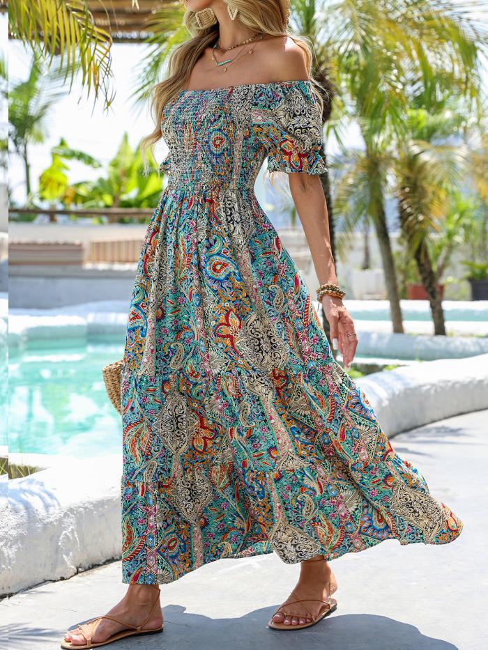 casual one shoulder maxi dress SUGARLIPS Women's Marny Floral Print One-Shoulder Maxi Dress - Blue