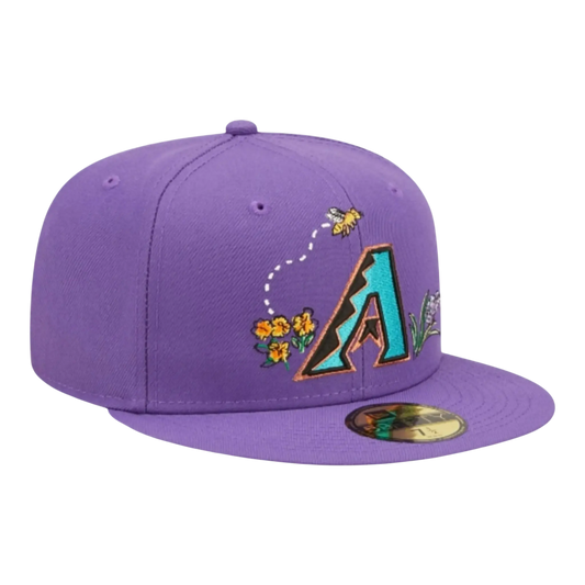 New Era Arizona Diamondbacks Watercolor Floral Men Fitted Hat Purple