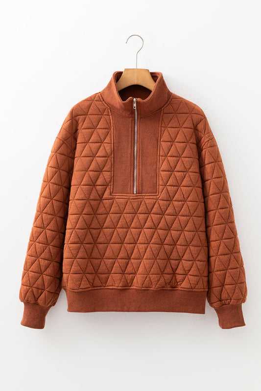 Threaded Pear Yavita Half Zipped Loose Sweatshirt